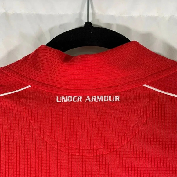 Under Armour Golf Polo Shirt Men's Small Red Short Sleeve 1/4 Button - Picture 8 of 9
